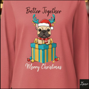 Weihnachtsgeschenk Französische Bulldogge Rentier Tri-Blend Shirt