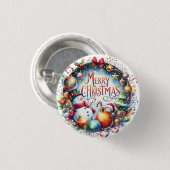 Weihnachtsgeschenk Frohe Weihnachten Button (Vorne & Hinten)