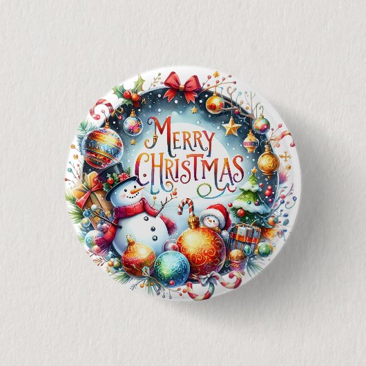 Weihnachtsgeschenk Frohe Weihnachten Button (Vorderseite)