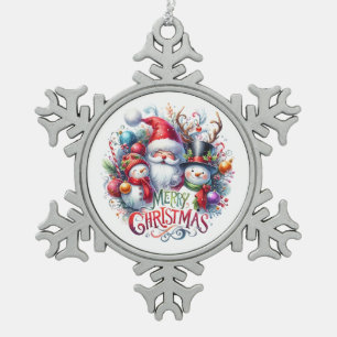 Weihnachtsgeschenk Frohe Weihnachten Schneeflocken Zinn-Ornament