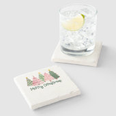 Weihnachtsgeschenk Frohe Weihnachtsbaum Steinuntersetzer (Seitenansicht)