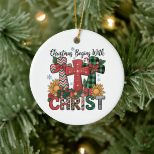 Weihnachtsgeschenk Frohe Xmas Kariert Religiöses K Keramik Ornament