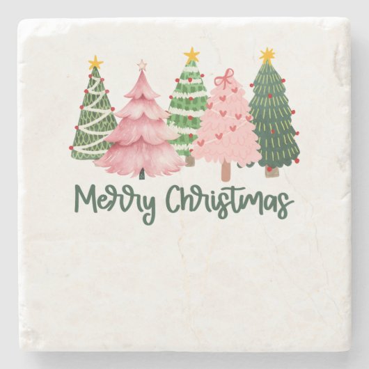 Weihnachtsgeschenk Fröhlicher Weihnachtsbaum Steinuntersetzer (Vorderseite)