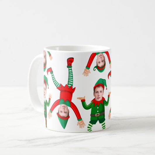 Weihnachtsgeschenk Funny Elf Custom Face Kaffeetasse (Vorderseite Links)
