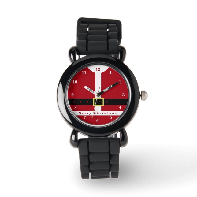 Weihnachtsgeschenk Funny Weihnachtsmann Design Armbanduhr (Vorderseite)