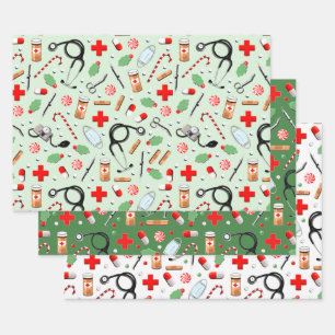 Weihnachtsgeschenk für Arzt oder Krankenschwester Geschenkpapier Set