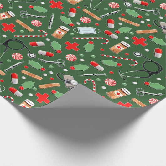 Weihnachtsgeschenk für Ärzte oder Krankenschwester Geschenkpapier (Ecke)