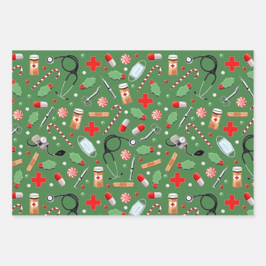 Weihnachtsgeschenk für Ärzte oder Krankenschwester Geschenkpapier Set (Vorderseite 2)