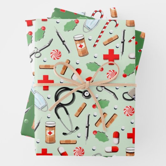 Weihnachtsgeschenk für Ärzte oder Krankenschwester Geschenkpapier Set (Beispiel)