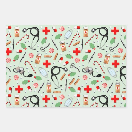 Weihnachtsgeschenk für Ärzte oder Krankenschwester Geschenkpapier Set (Vorderseite)