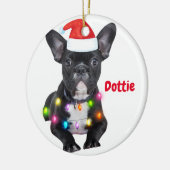 Weihnachtsgeschenk für Bulldoggen Keramik Ornament (Links)