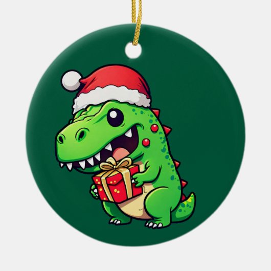 Weihnachtsgeschenk für Dinosaurier Keramik Ornament (Vorne)