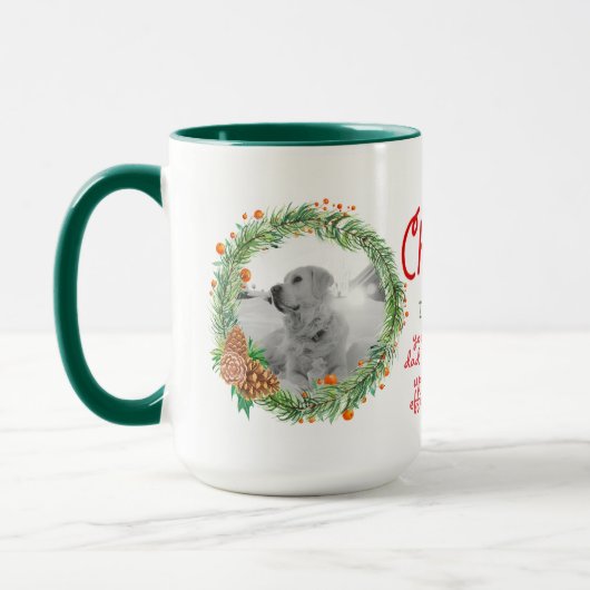 Weihnachtsgeschenk für DOG-MAMA oder VATER 2 FOTOS Tasse (Links)