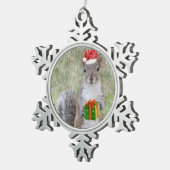 Weihnachtsgeschenk für Eichhörnchen Schneeflocken Zinn-Ornament (Rechts)