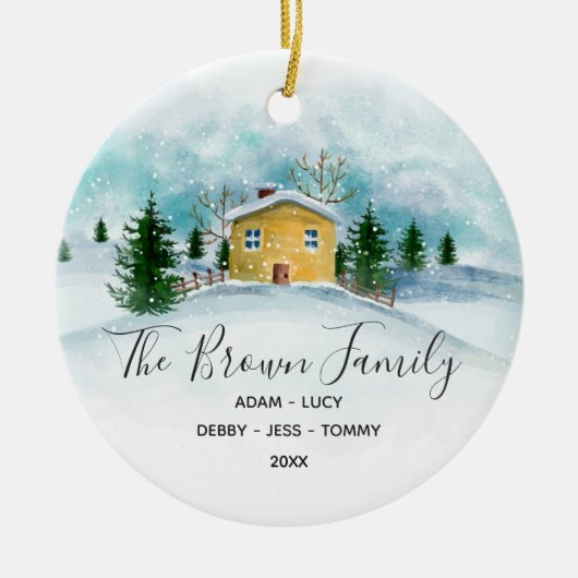 Weihnachtsgeschenk für Familien Keramik Ornament (Vorne)