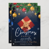 Weihnachtsgeschenk für Gold und Weiß Einladung (Vorne/Hinten)