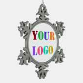 Weihnachtsgeschenk für Ihr Business-Logo Schneeflocken Zinn-Ornament (Links)