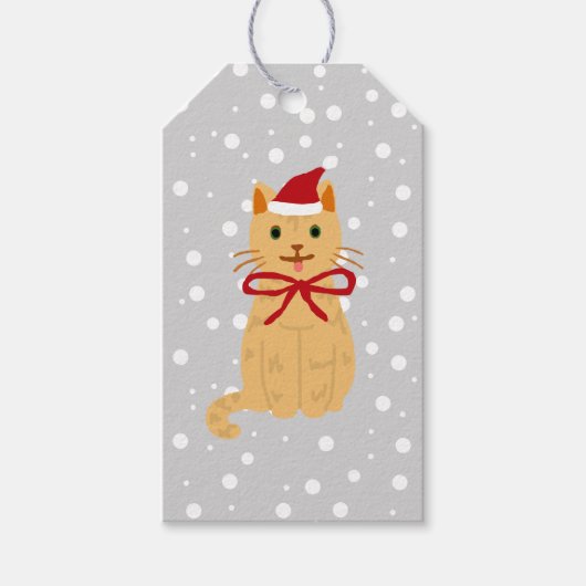 Weihnachtsgeschenk für Katzen Malerei Illustration Geschenkanhänger (Vorderseite)