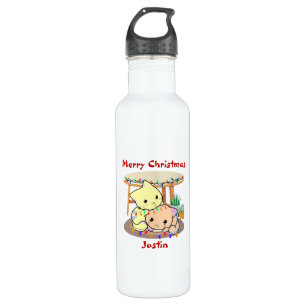 Weihnachtsgeschenk für Katzen, personalisierter Na Edelstahlflasche