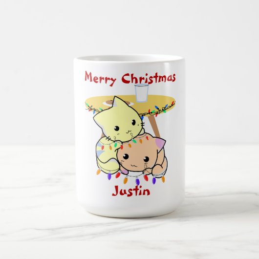 Weihnachtsgeschenk für Katzen, personalisierter Na Kaffeetasse (Mittel)