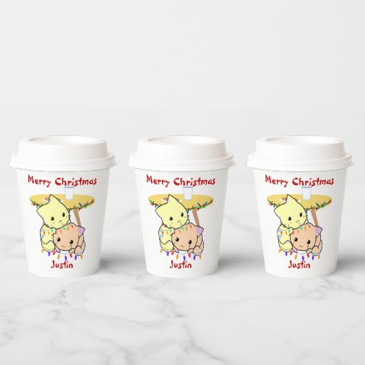 Weihnachtsgeschenk für Katzen, personalisierter Na Pappbecher (Multi)