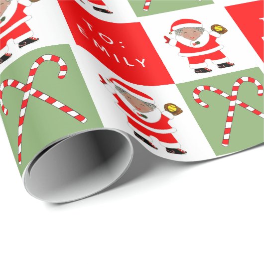 Weihnachtsgeschenk für Mädchen Softball Geschenkpapier (Rolleneckpunkt)