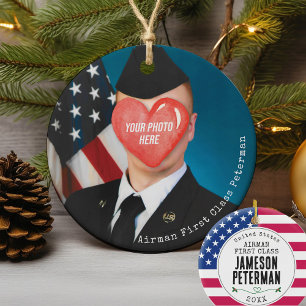 Weihnachtsgeschenk für Militärangehörige Foto Sold Keramik Ornament