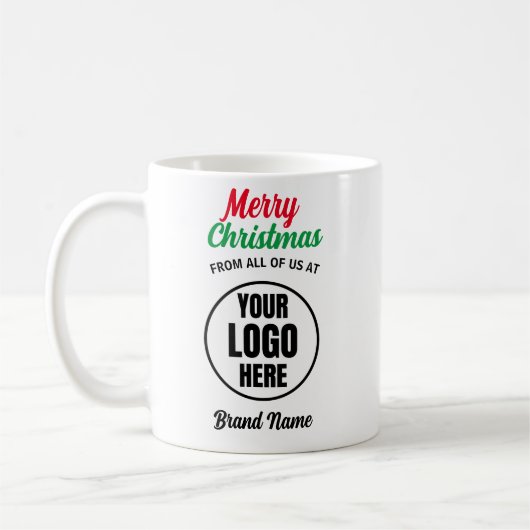 Weihnachtsgeschenk für Mitarbeiter mit Markenbezei Kaffeetasse (Links)
