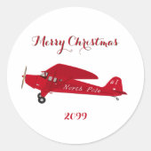 Weihnachtsgeschenk für Nordpol-Flugzeuge Runder Aufkleber (Vorderseite)
