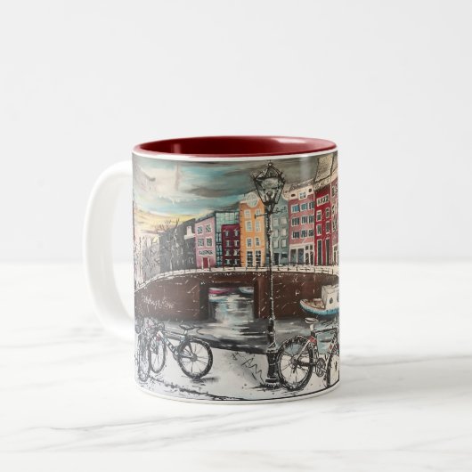 Weihnachtsgeschenk für Radfahrer - Winter in Zweifarbige Tasse (Vorderseite Links)