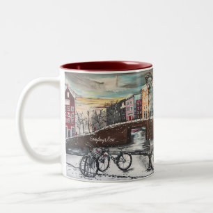 Weihnachtsgeschenk für Radfahrer - Winter in Zweifarbige Tasse