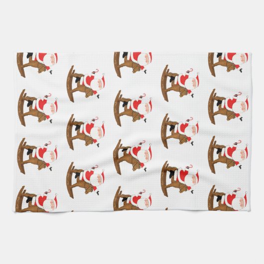 Weihnachtsgeschenk für Reittiere Geschirrtuch (Horizontal)