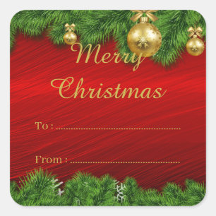 Weihnachtsgeschenk für Rote Pine vom Etikett Quadratischer Aufkleber