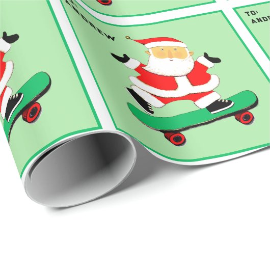 Weihnachtsgeschenk für Skateboard Geschenkpapier (Rolleneckpunkt)