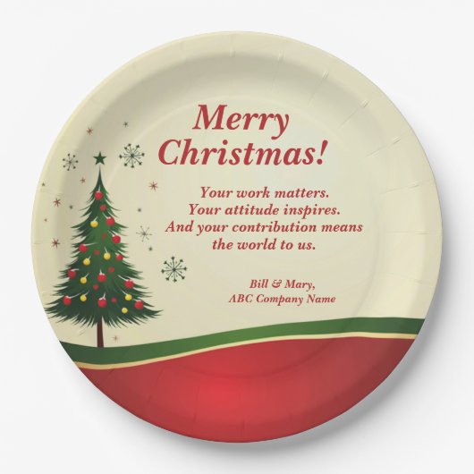 Weihnachtsgeschenk für Unternehmen oder Konzernnam Pappteller (Vorderseite)