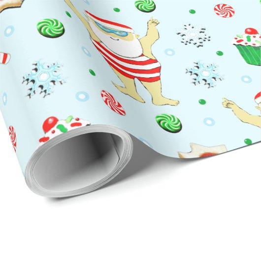 Weihnachtsgeschenk fürs Schwimmen Geschenkpapier (Rolleneckpunkt)
