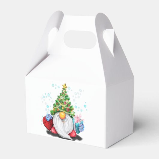 Weihnachtsgeschenk Gefallen Box Gnome mit Geschenk Geschenkschachtel (Vorderseite)