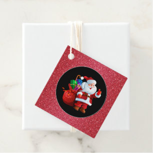 Weihnachtsgeschenk-GefallenTag-Santa Red Glitz Geschenkanhänger
