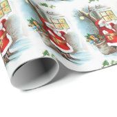 Weihnachtsgeschenk gekachelt Santa Party Geschenkpapier (Rolleneckpunkt)