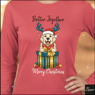Weihnachtsgeschenk Golden Retriever Grafik Rentier Tri-Blend Shirt