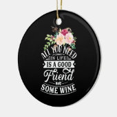 Weihnachtsgeschenk | Guter Freund und etwas Wein Keramik Ornament (Links)
