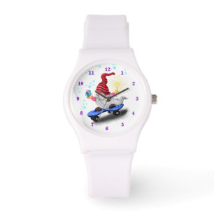 Weihnachtsgeschenk Happy Skater Gnome mit Geschenk Armbanduhr