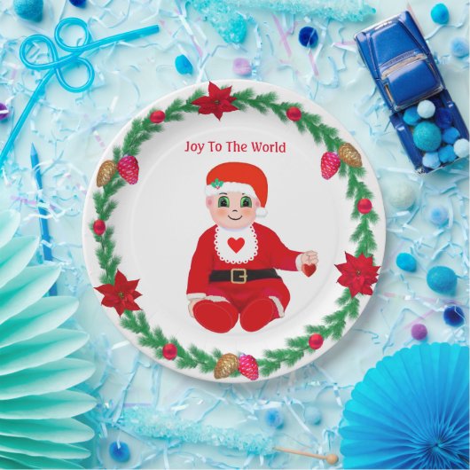 Weihnachtsgeschenk, Herz & Kiefer Pappteller (Party)