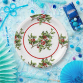 Weihnachtsgeschenk im Holly Retro-Stil Pappteller (Party)