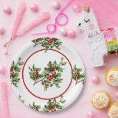 Weihnachtsgeschenk im Holly Retro-Stil Pappteller (Party)