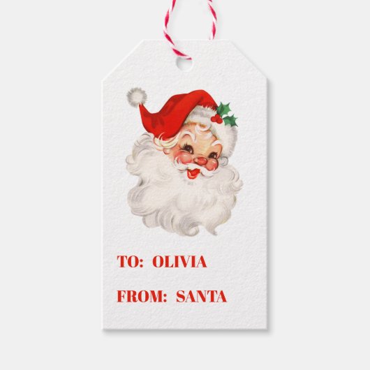 Weihnachtsgeschenk im Vintage-Stil mit Santa Geschenkanhänger (Vorderseite)