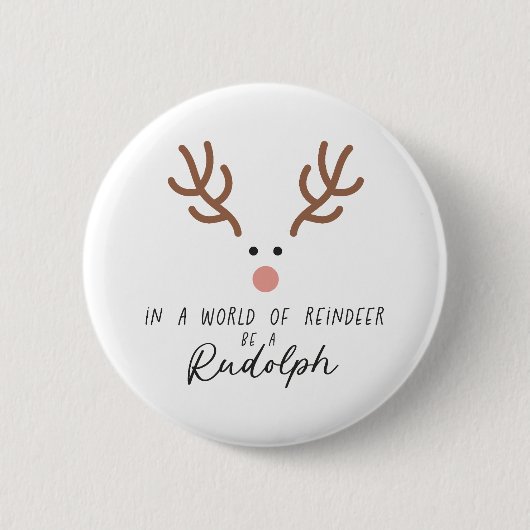 Weihnachtsgeschenk in einer Welt des Rentiers Button (Vorderseite)