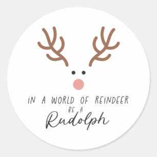 Weihnachtsgeschenk in einer Welt des Rentiers Runder Aufkleber