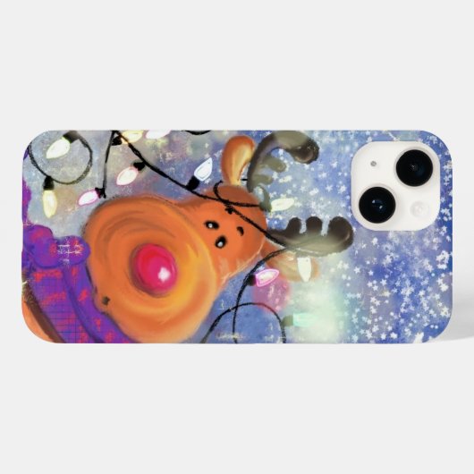 Weihnachtsgeschenk iPhone Case mit Happy Reindeer (Rückseite (Horizontal))