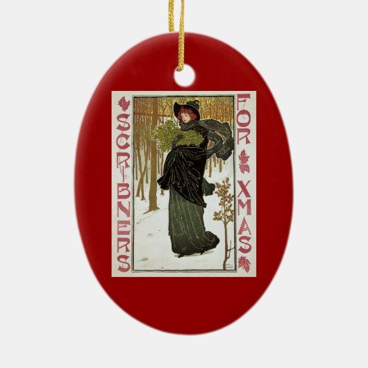 Weihnachtsgeschenk Jugendstil-Scribners Cover 1895 Keramikornament (Hinten)